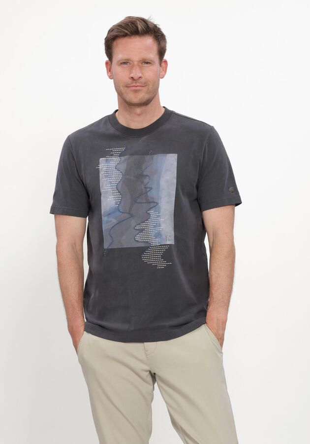 CAST IRON Heren Polo's & T-shirts Short Sleeve R-neck Regular Fit Peached Jersey Antraciet