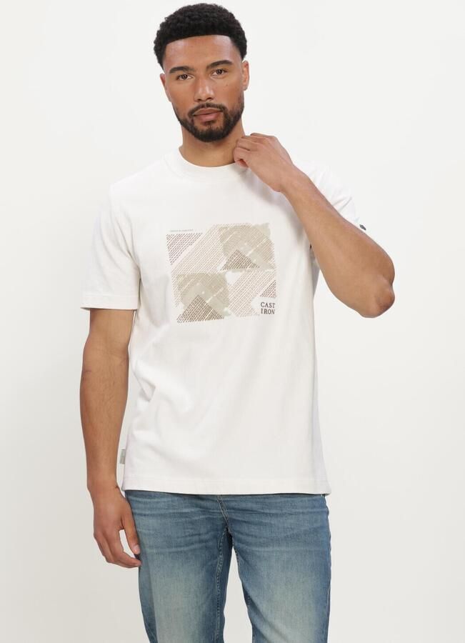 CAST IRON Heren Polo's & T-shirts Short Sleeve R-neck Regular Fit Peached Jersey Gebroken Wit