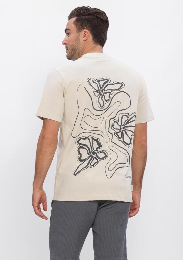 CAST IRON Heren Polo's & T-shirts Short Sleeve R-neck Regular Fit Single Jersey Beige
