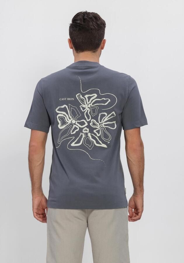 CAST IRON Heren Polo's & T-shirts Short Sleeve R-neck Regular Fit Single Jersey Donkergrijs