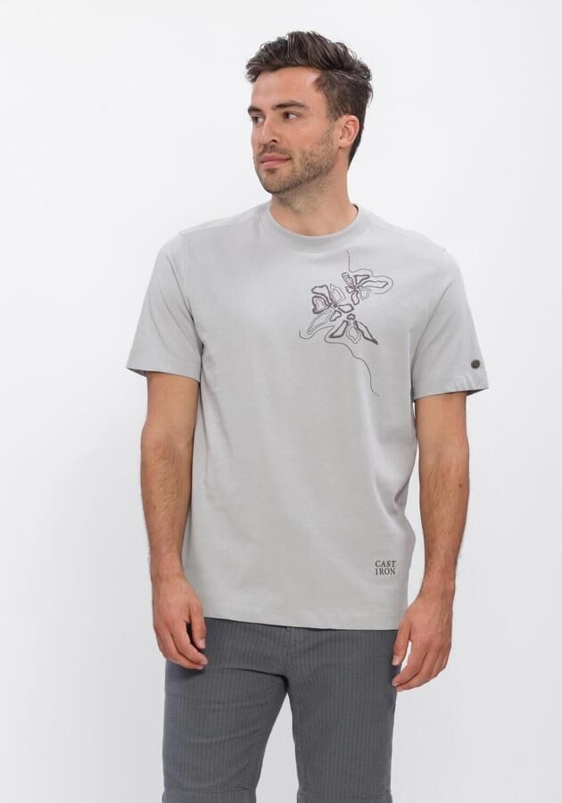 CAST IRON Heren Polo's & T-shirts Short Sleeve R-neck Regular Fit Single Jersey Lichtgrijs