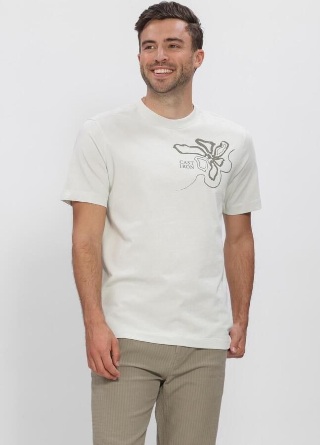 CAST IRON Heren Polo's & T-shirts Short Sleeve R-neck Regular Fit Single Jersey Lichtgrijs