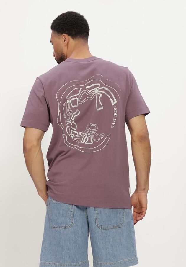 CAST IRON Heren Polo's & T-shirts Short Sleeve R-neck Regular Fit Single Jersey Paars