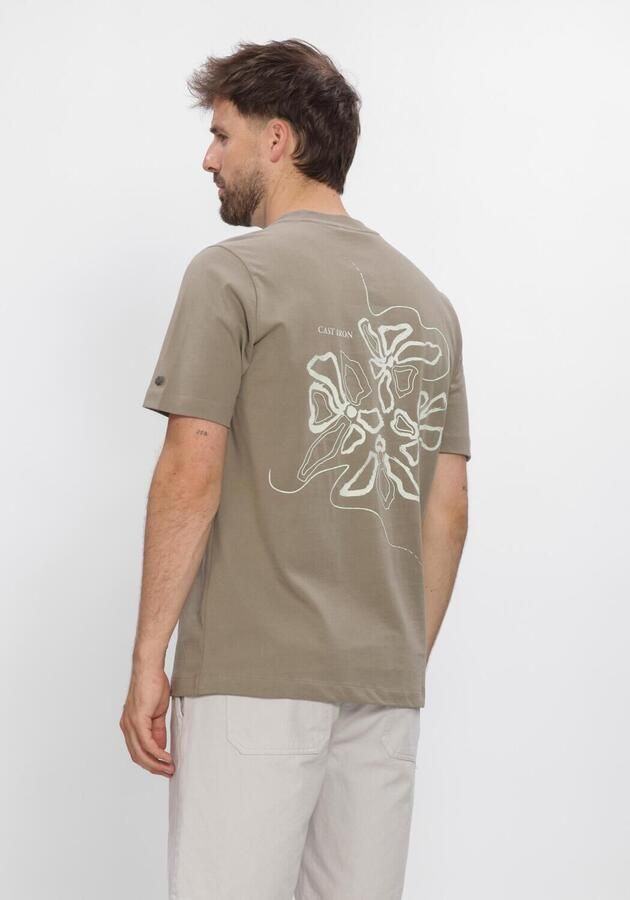 CAST IRON Heren Polo's & T-shirts Short Sleeve R-neck Regular Fit Single Jersey Taupe