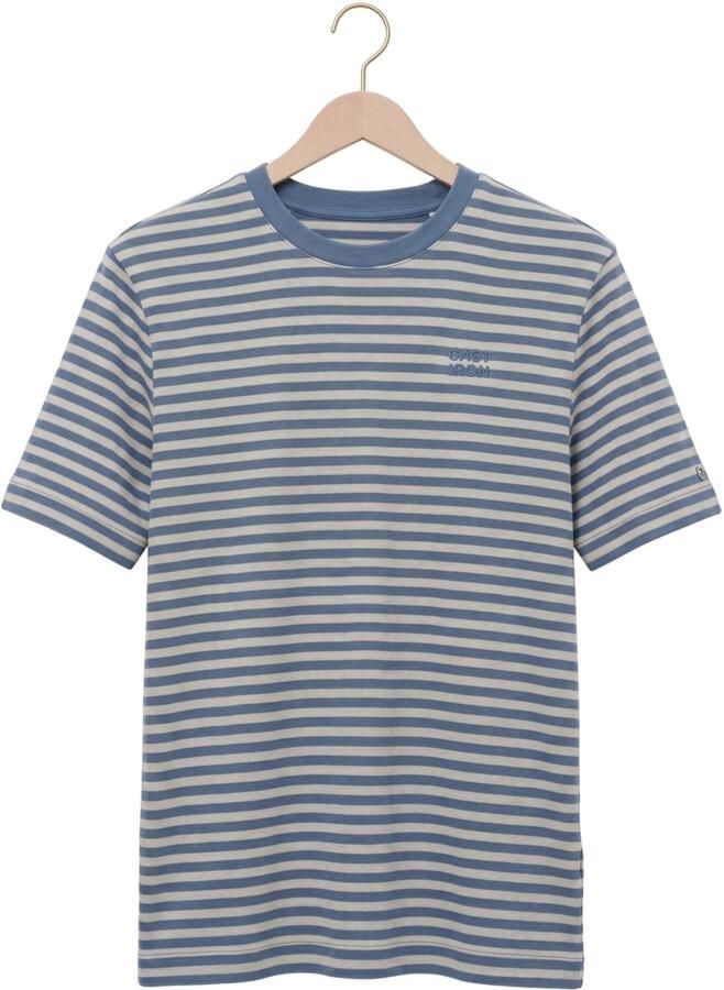 CAST IRON Heren Polo's & T-shirts Short Sleeve R-neck Regular Fit Waffle Stripe Blauw - Foto 2