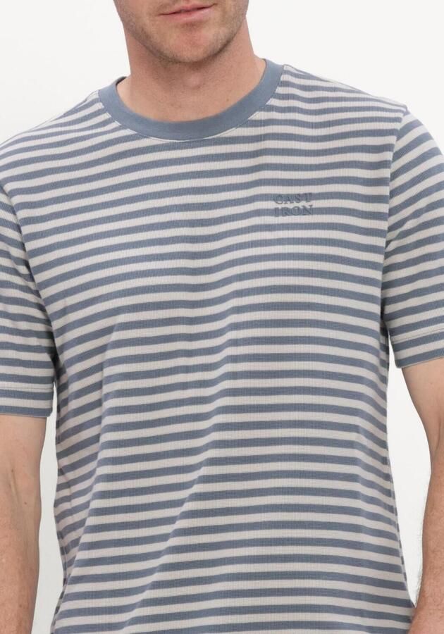 CAST IRON Heren Polo's & T-shirts Short Sleeve R-neck Regular Fit Waffle Stripe Blauw - Foto 4
