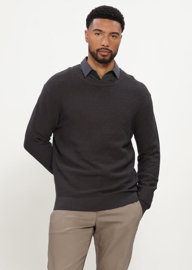 CAST IRON Heren Truien & Vesten Crewneck Regular Fit Comfort Blend Donkergrijs