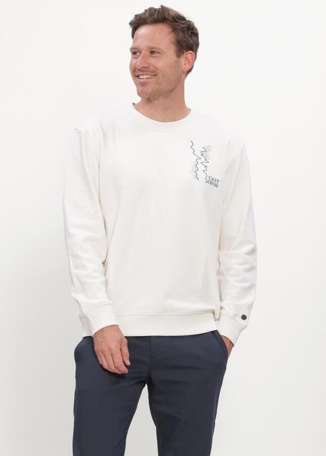 CAST IRON Heren Truien & Vesten Crewneck Relaxed Fit Graphic Gebroken Wit