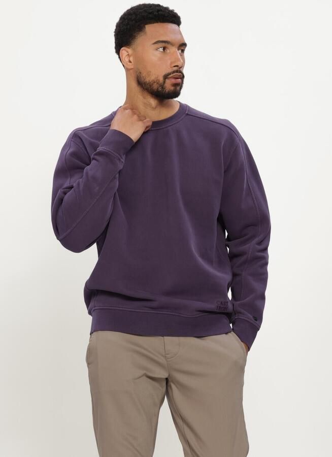 CAST IRON Heren Truien & Vesten Crewneck Relaxed Fit Peached Overdyed Paars