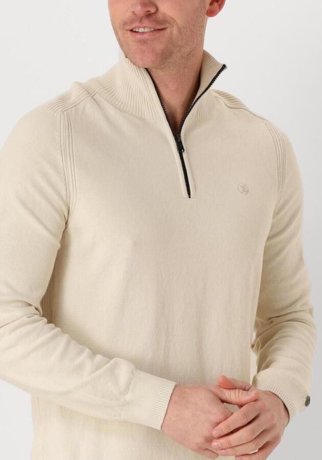 CAST IRON Heren Truien & Vesten Half Zip Collar Cotton Stretch Beige