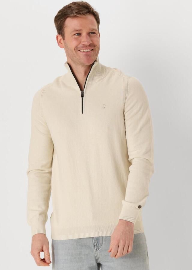 CAST IRON Heren Truien & Vesten Half Zip Collar Cotton Stretch Beige - Foto 4