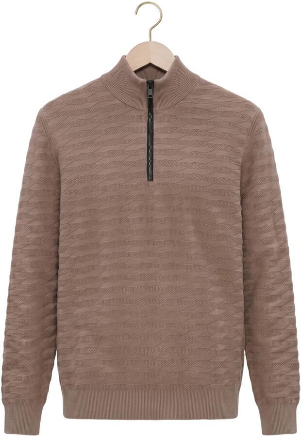 CAST IRON Heren Truien & Vesten Half Zip Collar Slim Fit Comfort Blend Camel - Foto 4