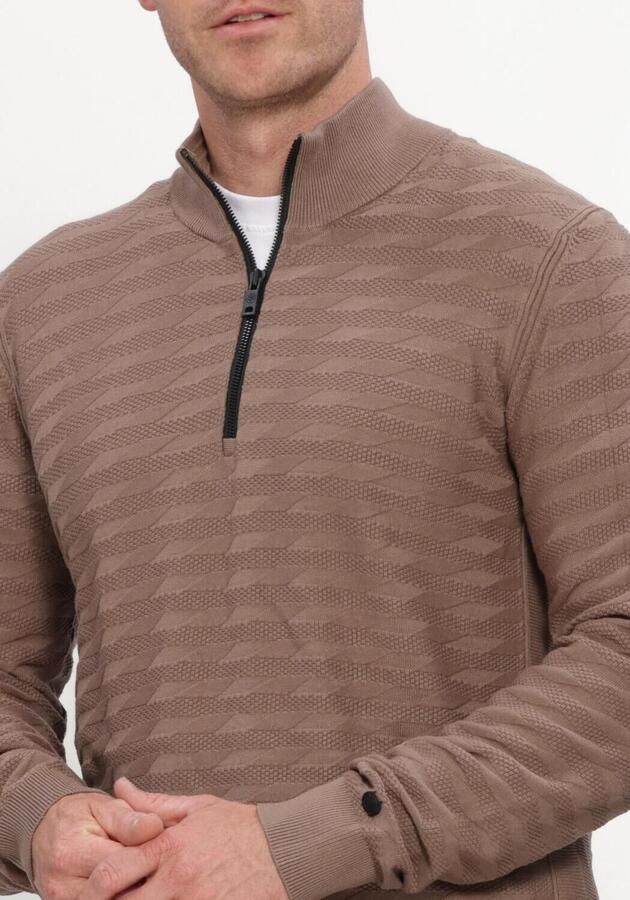 CAST IRON Heren Truien & Vesten Half Zip Collar Slim Fit Comfort Blend Camel - Foto 3