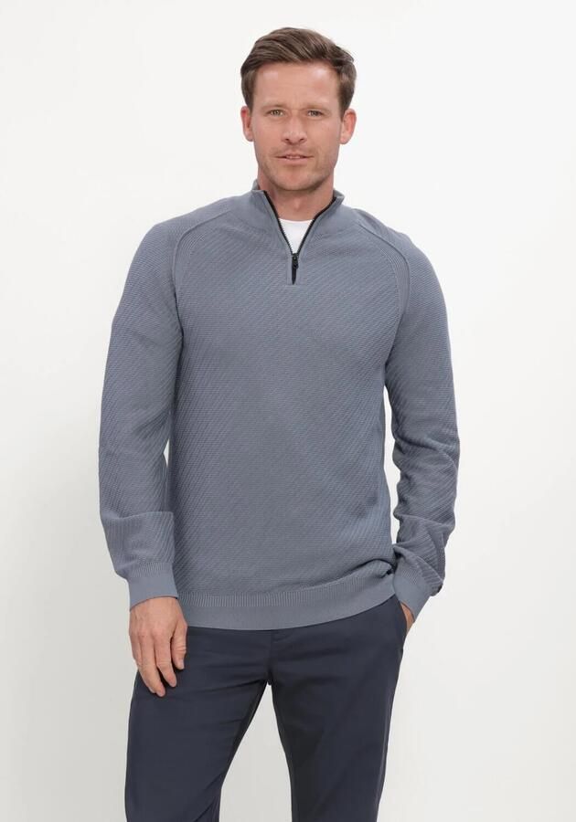 CAST IRON Heren Truien & Vesten Half Zip Collar Slim Fit Cotton Ease Blauw