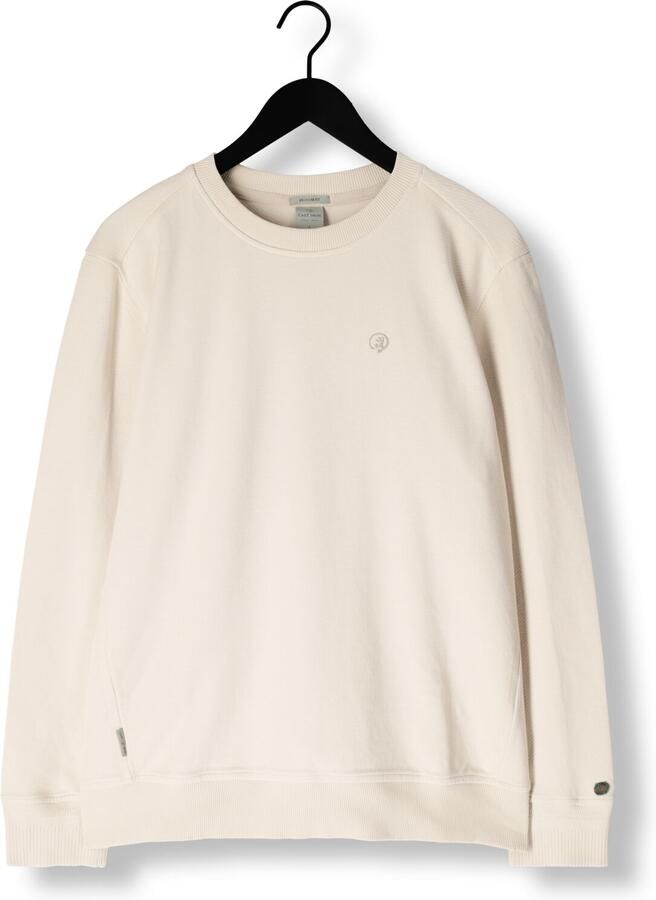CAST IRON Heren Truien & Vesten Long Sleeve R-neck Regular Fit Twill Ecru
