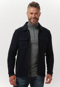 Cast Iron Donkerblauwe Overshirt Zip Jacket Boiled Wool