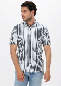 Cast Iron Gebroken Wit Casual Overhemd Short Sleeve Shirt Knitted Stripe With Structure