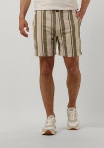 Cast Iron Groene Korte Broek Chino Shorts Linen Stripe