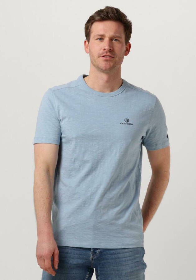 Cast Iron Lichtblauwe T-shirt Short Sleeve R-neck Cotton Slub