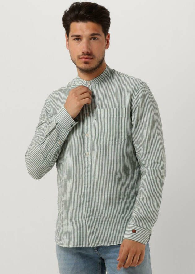 CAST IRON Heren Polo's & T-shirts Long Sleeve Shirt Co Li Dobby Stripe Mint