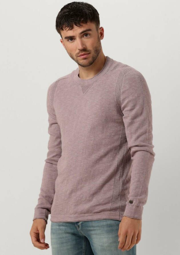 Cast Iron Paarse Trui Crewneck Linen Cotton Slub