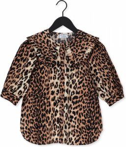 Catwalk Junkie blouse Wild Leopard met panterprint en ruches bruin zwart