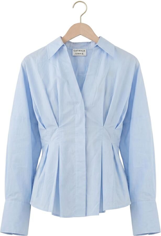 CATWALK JUNKIE Dames Blouses Blouse With Waist Pleats Lichtblauw - Foto 4