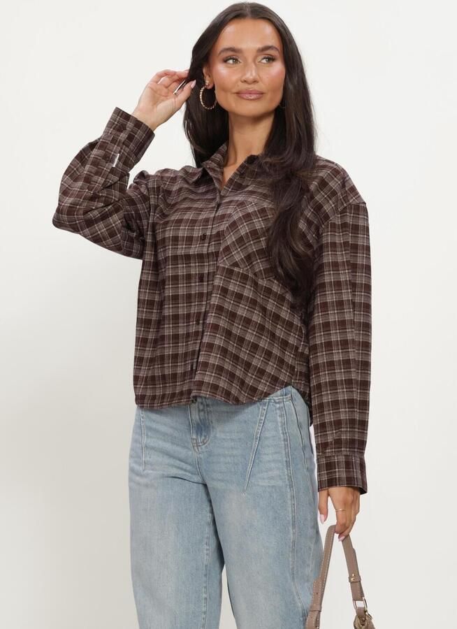 CATWALK JUNKIE Dames Blouses Check Blouse Bruin