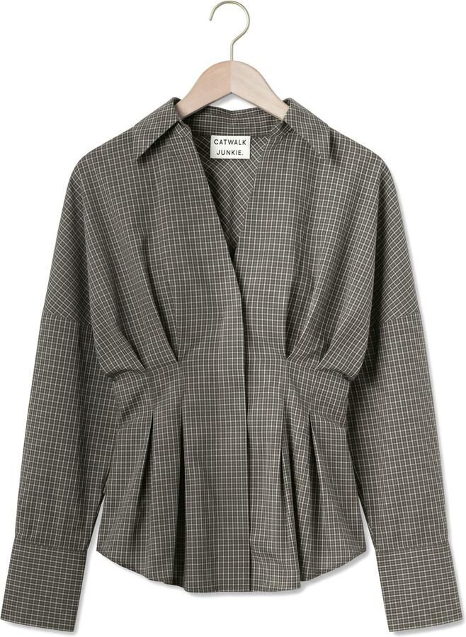 CATWALK JUNKIE Dames Blouses Check Blouse With Waist Pleats Grijs - Foto 2