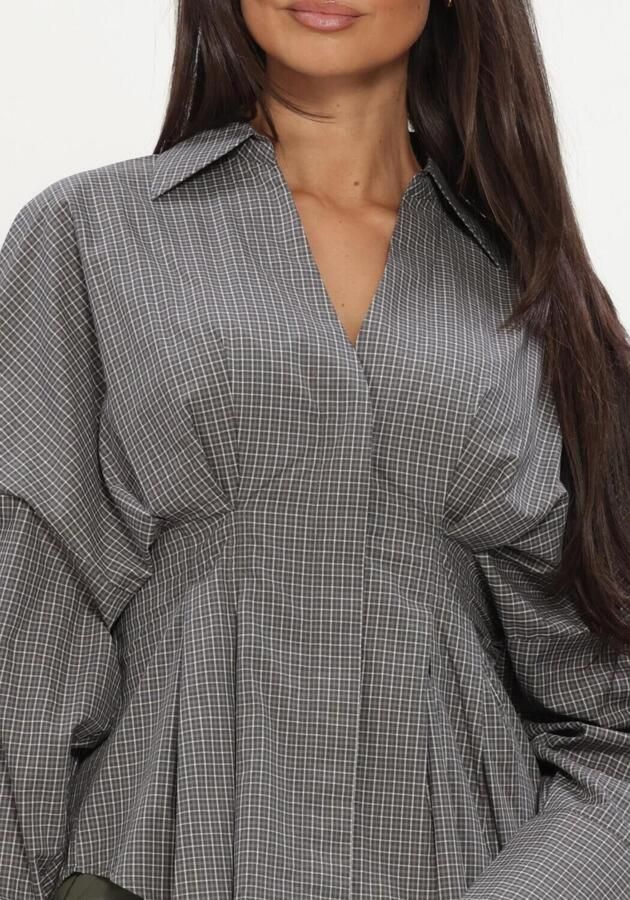CATWALK JUNKIE Dames Blouses Check Blouse With Waist Pleats Grijs - Foto 4