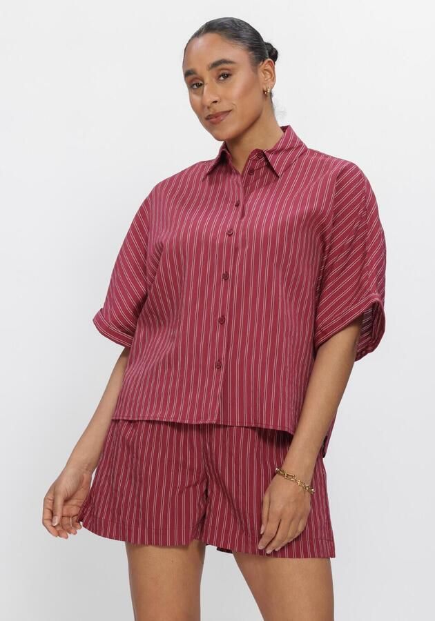 CATWALK JUNKIE Dames Blouses Striped Short Sleeve Blouse Rood