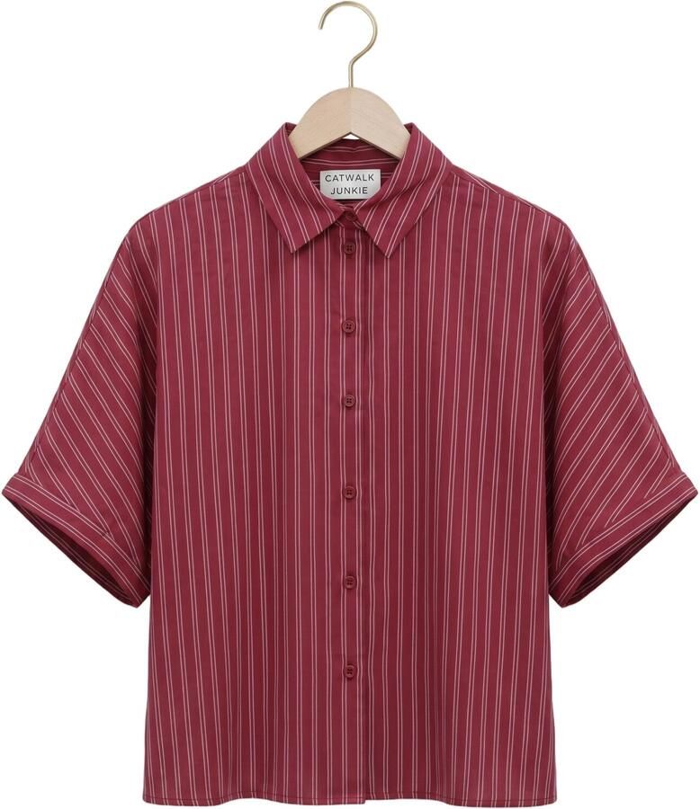 CATWALK JUNKIE Dames Blouses Striped Short Sleeve Blouse Rood - Foto 2