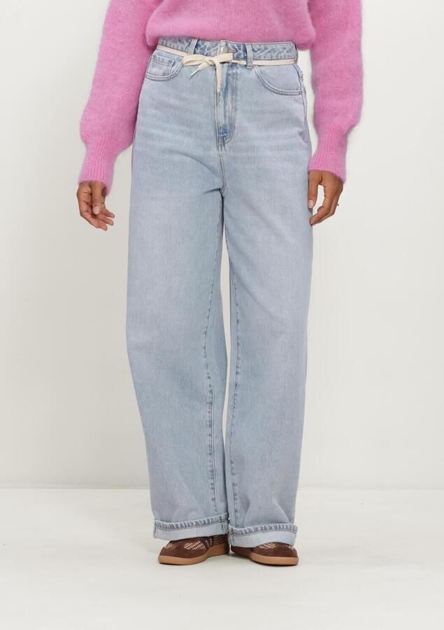Catwalk Junkie high waist baggy jeans met ceintuur lichtblauw