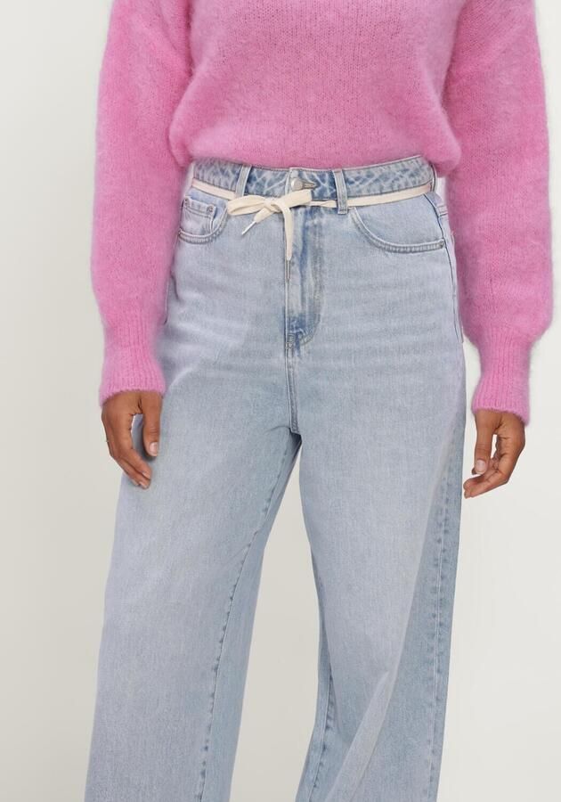 Catwalk Junkie high waist baggy jeans met ceintuur lichtblauw - Foto 3