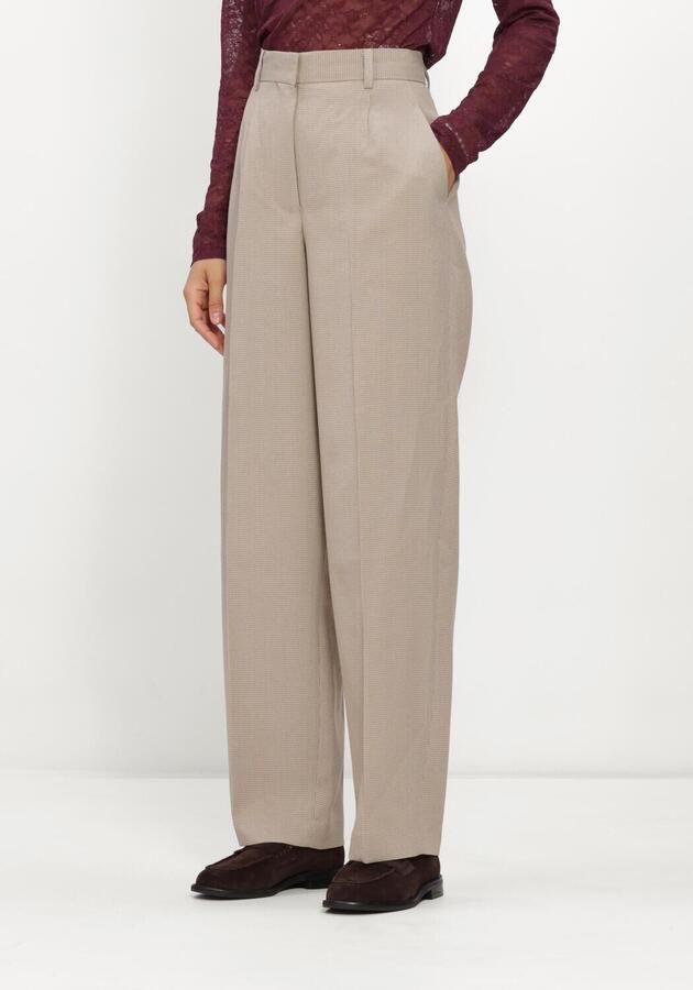 CATWALK JUNKIE Dames Broeken Check Tapered Trousers Beige