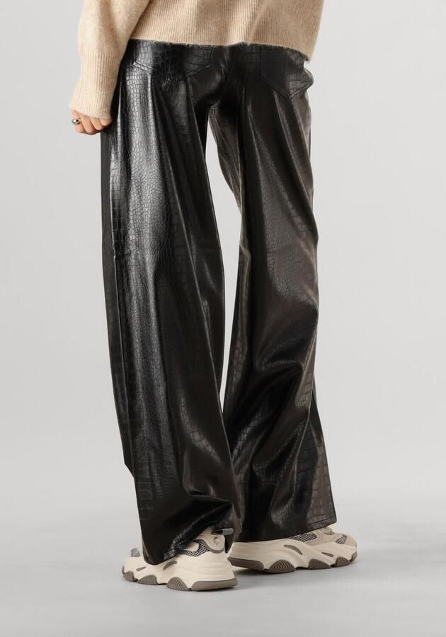 Catwalk Junkie imitatieleren high waist straight fit broek met dierenprint zwart