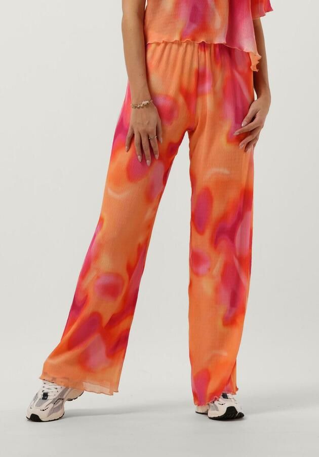 Catwalk Junkie high waist loose fit pantalon Lucid met all over print oranje roze - Foto 3
