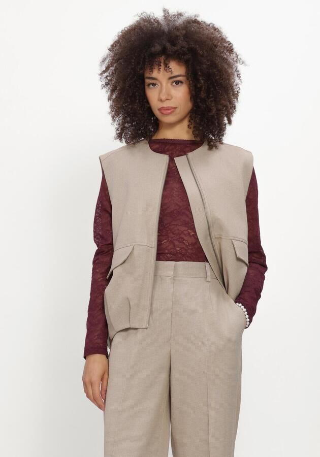 CATWALK JUNKIE Dames Jassen Check Bodywarmer Beige
