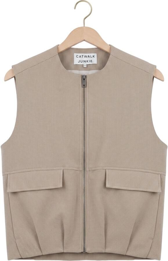 CATWALK JUNKIE Dames Jassen Check Bodywarmer Beige - Foto 4