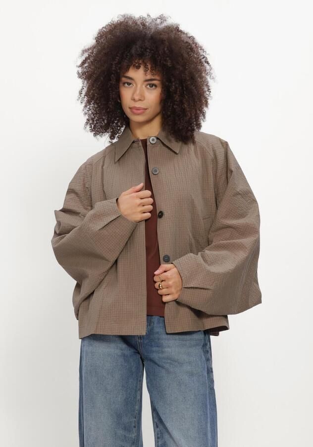 CATWALK JUNKIE Dames Jassen Check Cape Jacket Taupe