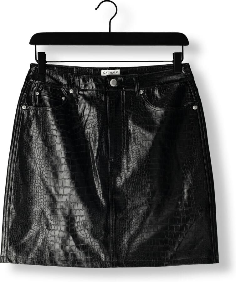 CATWALK JUNKIE Dames Rokken Short Textured Vegan Leather Skirt Zwart