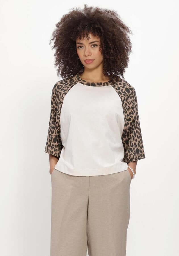 CATWALK JUNKIE Dames Tops & T-shirts Baseball Leopard Tshirt Wit