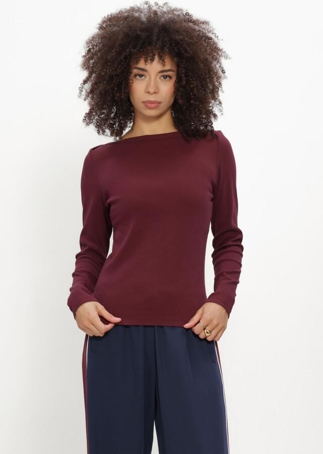 CATWALK JUNKIE Dames Tops & T-shirts Boatneck Rib Long Sleeve Bordeaux