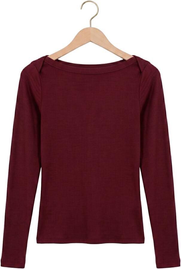 CATWALK JUNKIE Dames Tops & T-shirts Boatneck Rib Long Sleeve Bordeaux - Foto 3