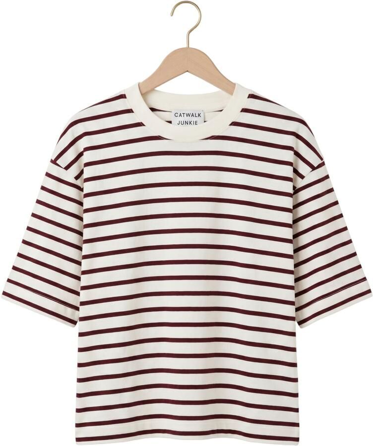 CATWALK JUNKIE Dames Tops & T-shirts Loose Fit Striped Tshirt Creme - Foto 2