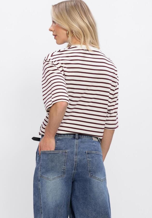 CATWALK JUNKIE Dames Tops & T-shirts Loose Fit Striped Tshirt Creme - Foto 3