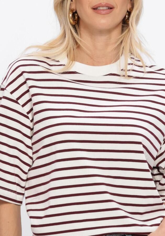 CATWALK JUNKIE Dames Tops & T-shirts Loose Fit Striped Tshirt Creme - Foto 4