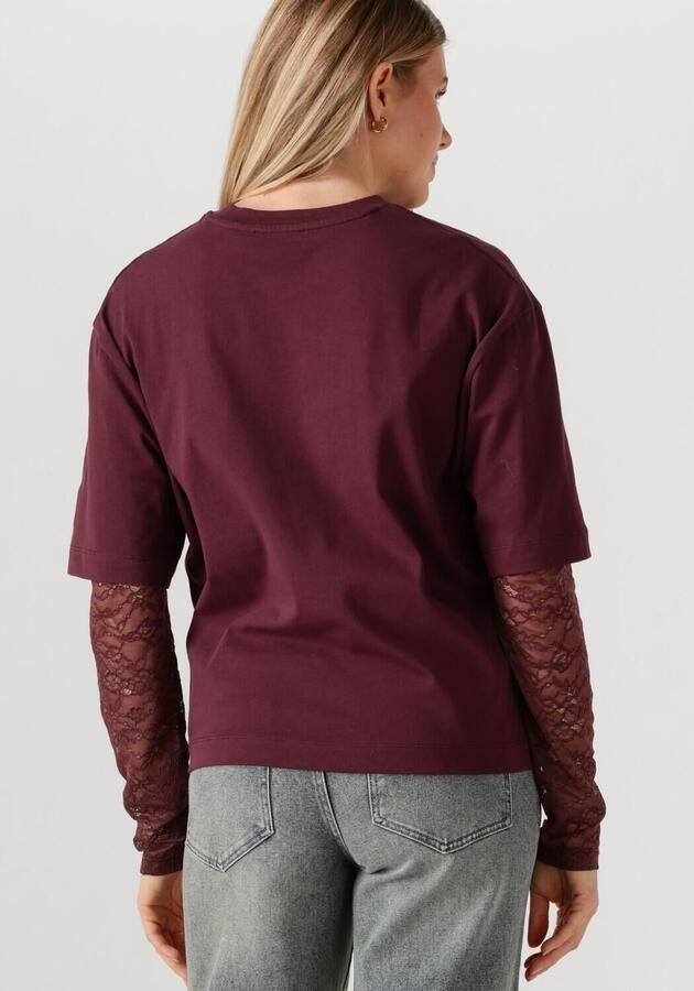 CATWALK JUNKIE Dames Tops & T-shirts Loose Fit Tshirt With Lace Sleeves Bordeaux - Foto 2