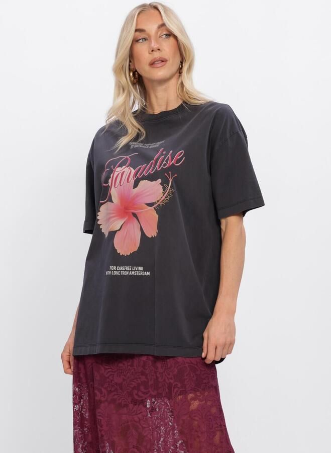 CATWALK JUNKIE Dames Tops & T-shirts Oversized Graphic T-shirt Donkergrijs