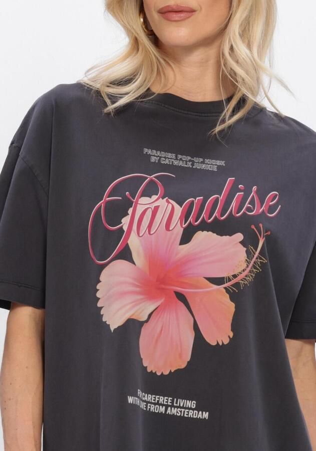 CATWALK JUNKIE Dames Tops & T-shirts Oversized Graphic T-shirt Donkergrijs - Foto 3